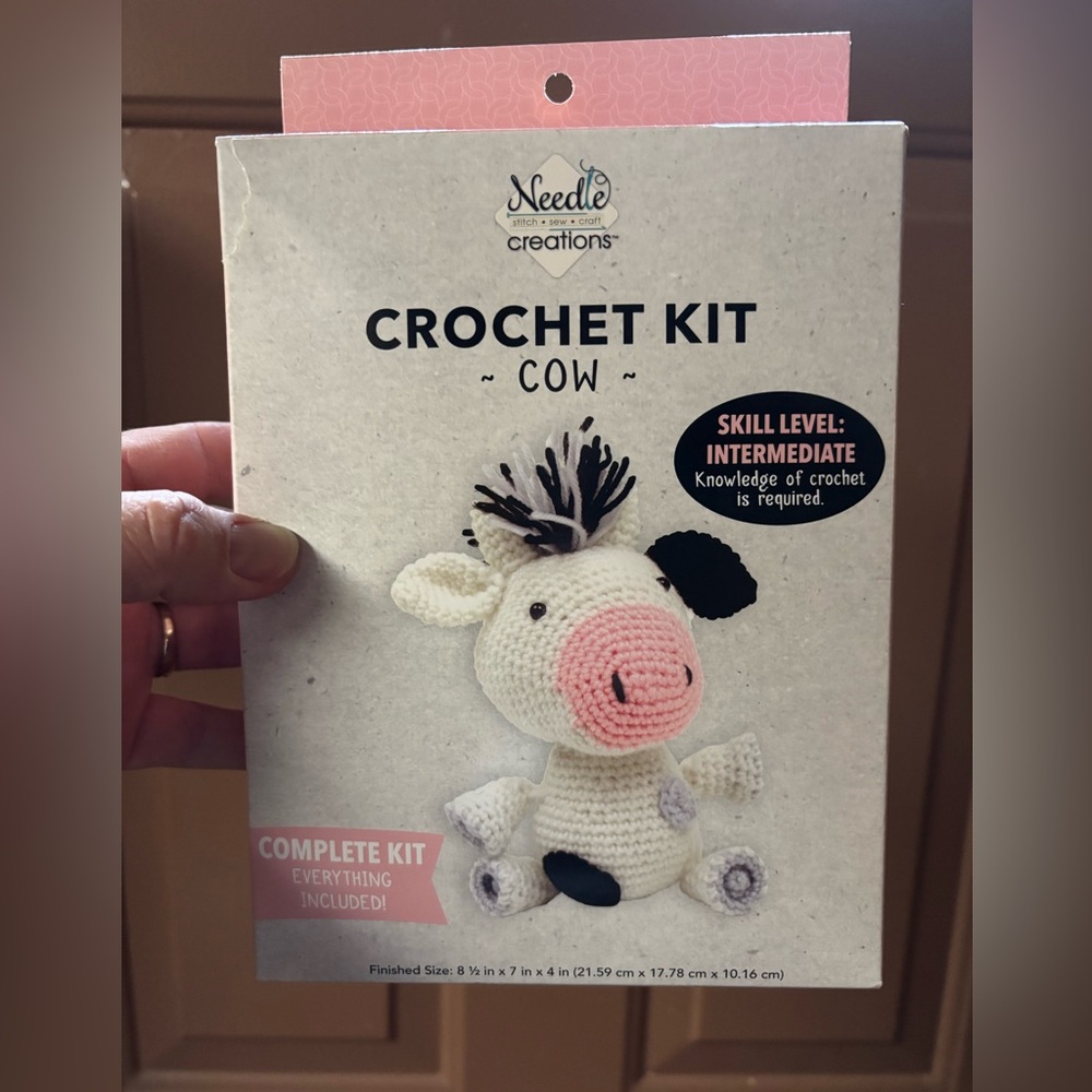 Needle creations, cow, crochet kit. New open package.